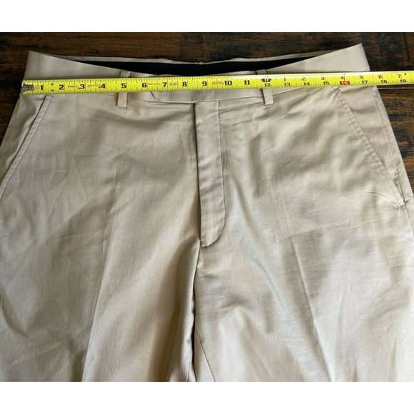John Varvatos 'Thompson' Flat Front Stretch Cotton Dress Pants 34R Beige - Picture 4 of 9